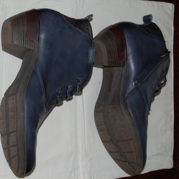 Pikolinos Deep Blue Leather Short Boot With Brown Accents Size 40 - Picture 5 of 15